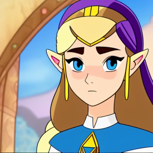 princess zelda with detailed glittering eyes looking out a window in a castle, dwspop style